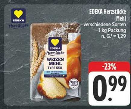 EDEKA Herzstücke Weizen Mehl 1 kg Packung