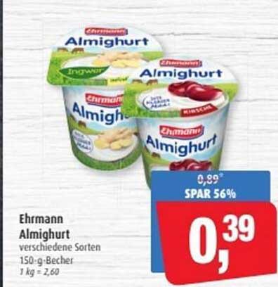 Ehrmann Almighurt verschiedene Sorten 150-g-Becher