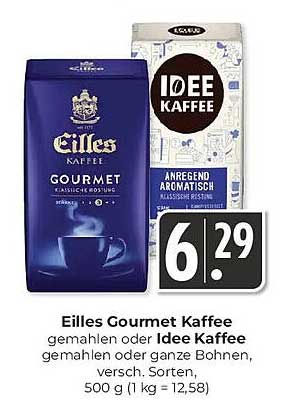 Eilles Gourmet Kaffee gemahlen oder Idee Kaffee gemahlen oder ganze Bohnen, 500 g