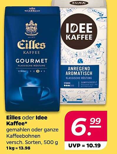 Eilles oder Idee Kaffee – gemahlen oder ganze Kaffeebohnen 500 g