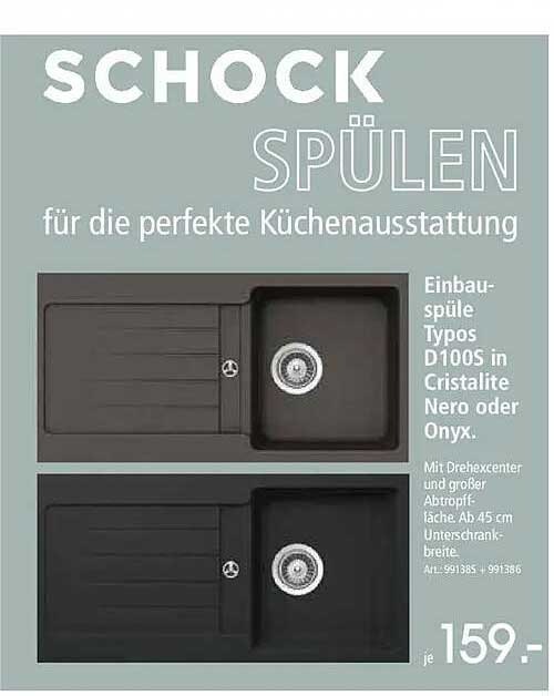 Einbauspüle Typos D100S in Cristalite Nero oder Onyx