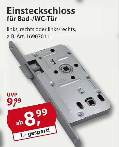 Einsteckschloss für Bad-/WC-Tür