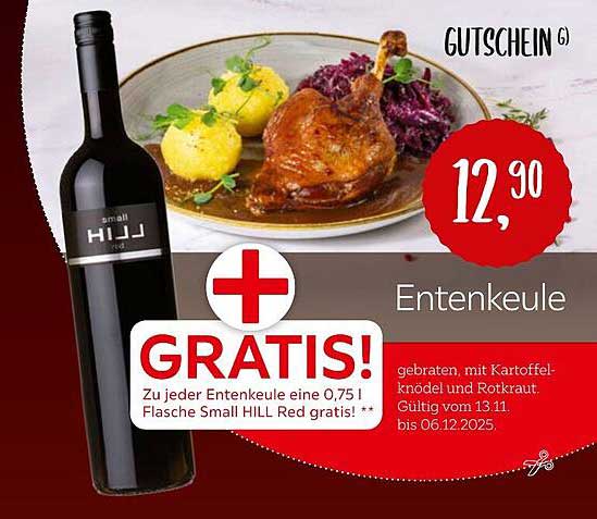 Entenkeule mit Gratis-Flasche Small HILL Red