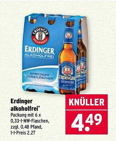 Erdinger alkoholfrei - 6er Packung mit 0,33 l-Flaschen