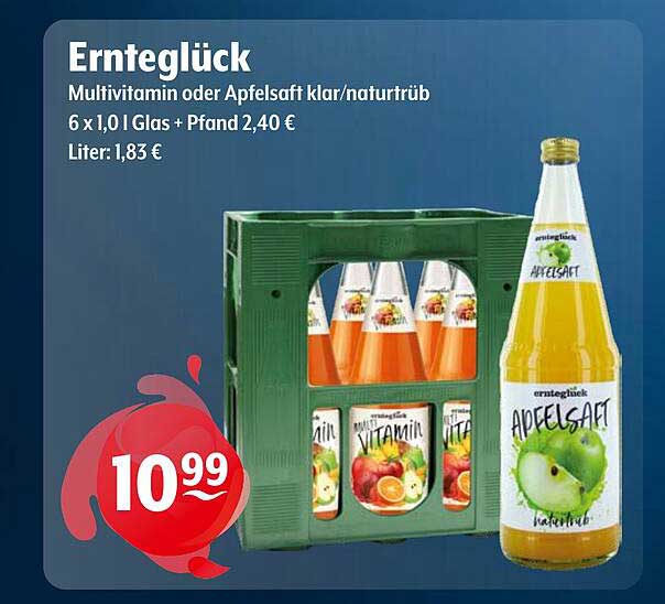 Ernteglück Multivitamin oder Apfelsaft klar/naturtrüb 6 x 1,0 l