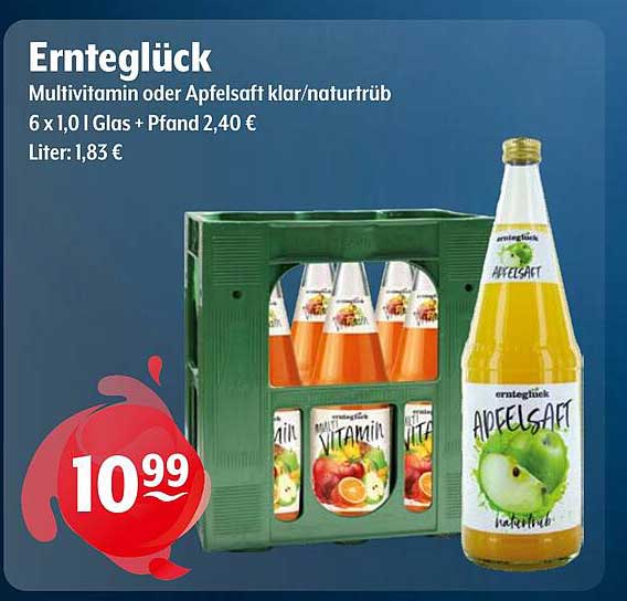 Erntegrück Multivitamin oder Apfelsaft klar/naturtrüb 6 x 1,0 l