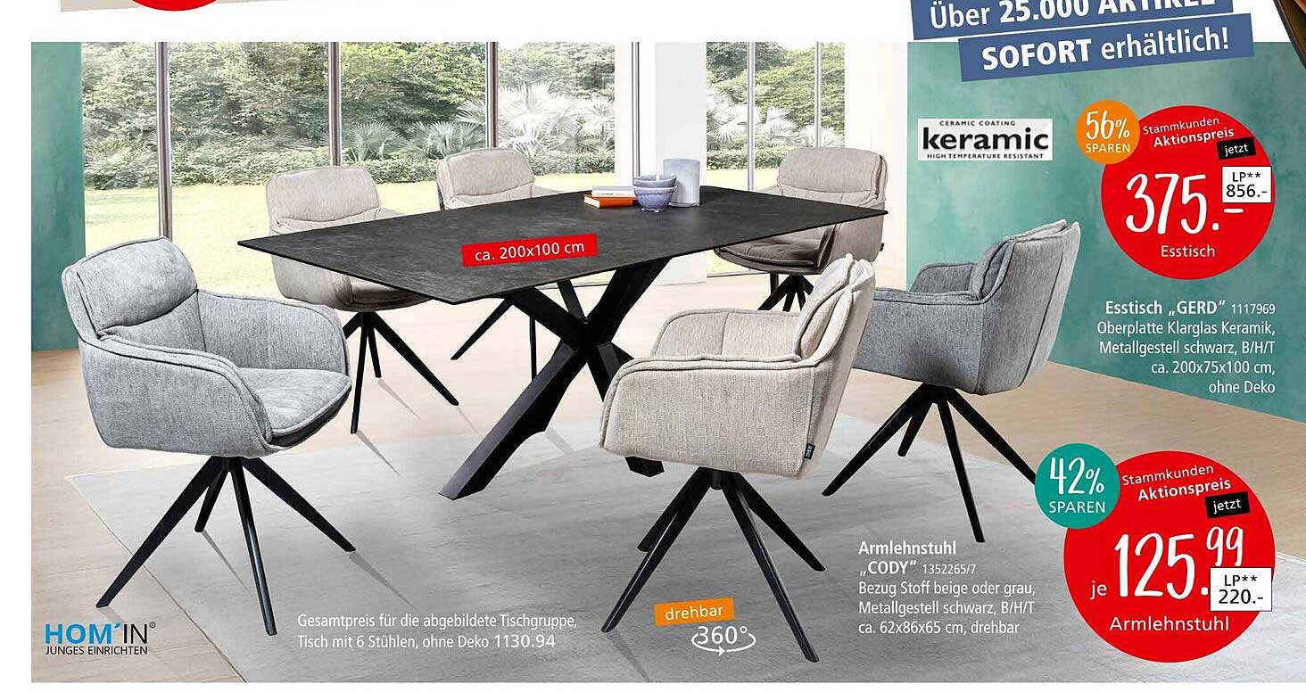 Esszimmerset "GERD" mit Armlehnstuhl "CODY"