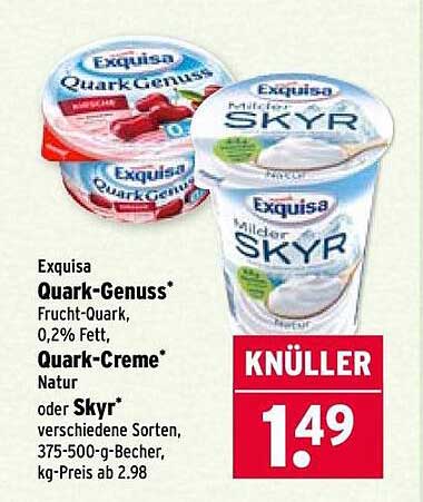 Exquisa Quark-Genuss* und Skyr für nur 1,49