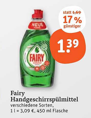 Fairy Handgeschirrspülmittel 450 ml - jetzt nur 1,39 €!