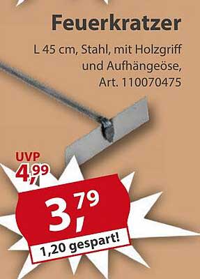 Feuerkratzer 45 cm - Stahl mit Holzgriff