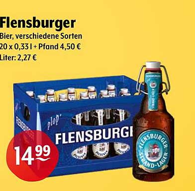 Flensburger Bier, verschiedene Sorten 20 x 0,33 l + Pfand 4,50 €