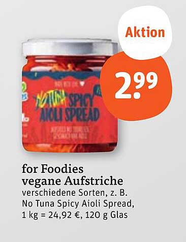 for Foodies vegane Aufstriche - No Tuna Spicy Aioli Spread