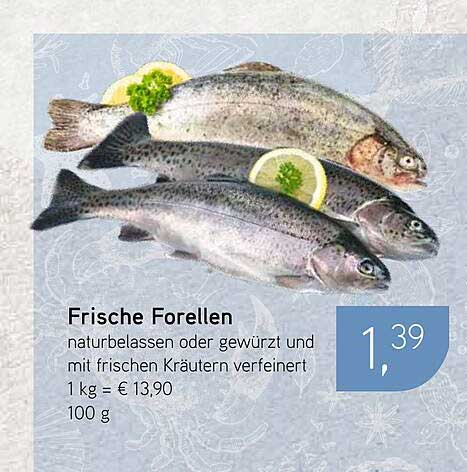 Frische Forellen naturbelassen oder gewürzt mit frischen Kräutern