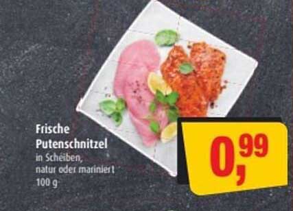 Frische Putenschnitzel in Scheiben, natur oder mariniert, 100 g