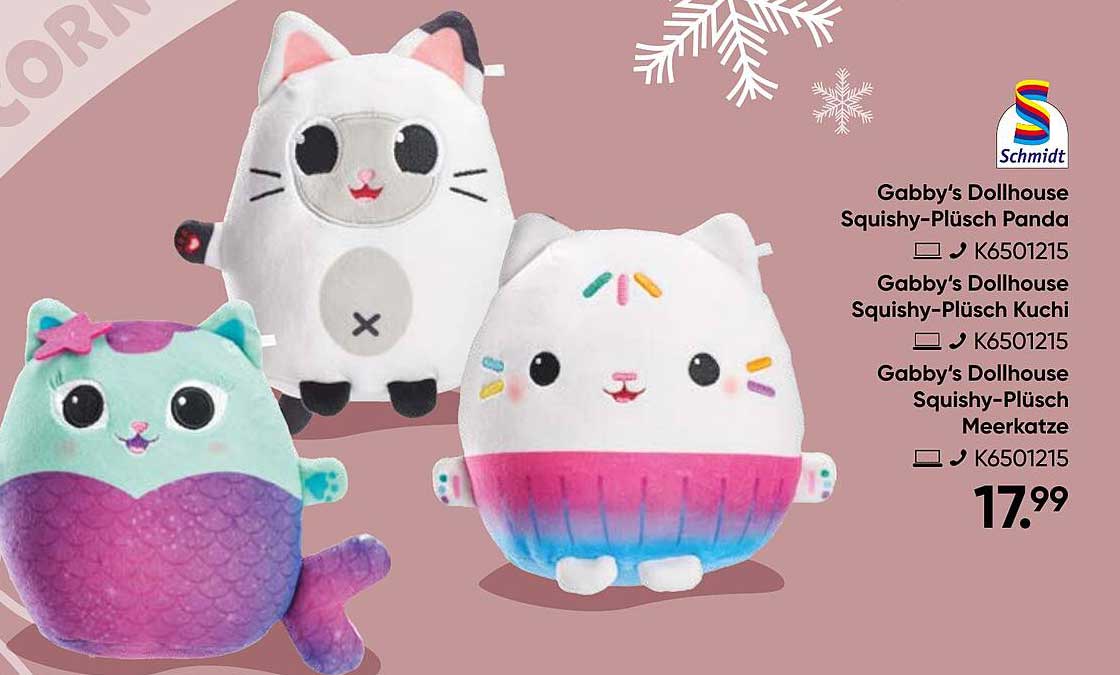 Gabby's Dollhouse Squishy-Plüsch Panda, Kuch und Meerkatze