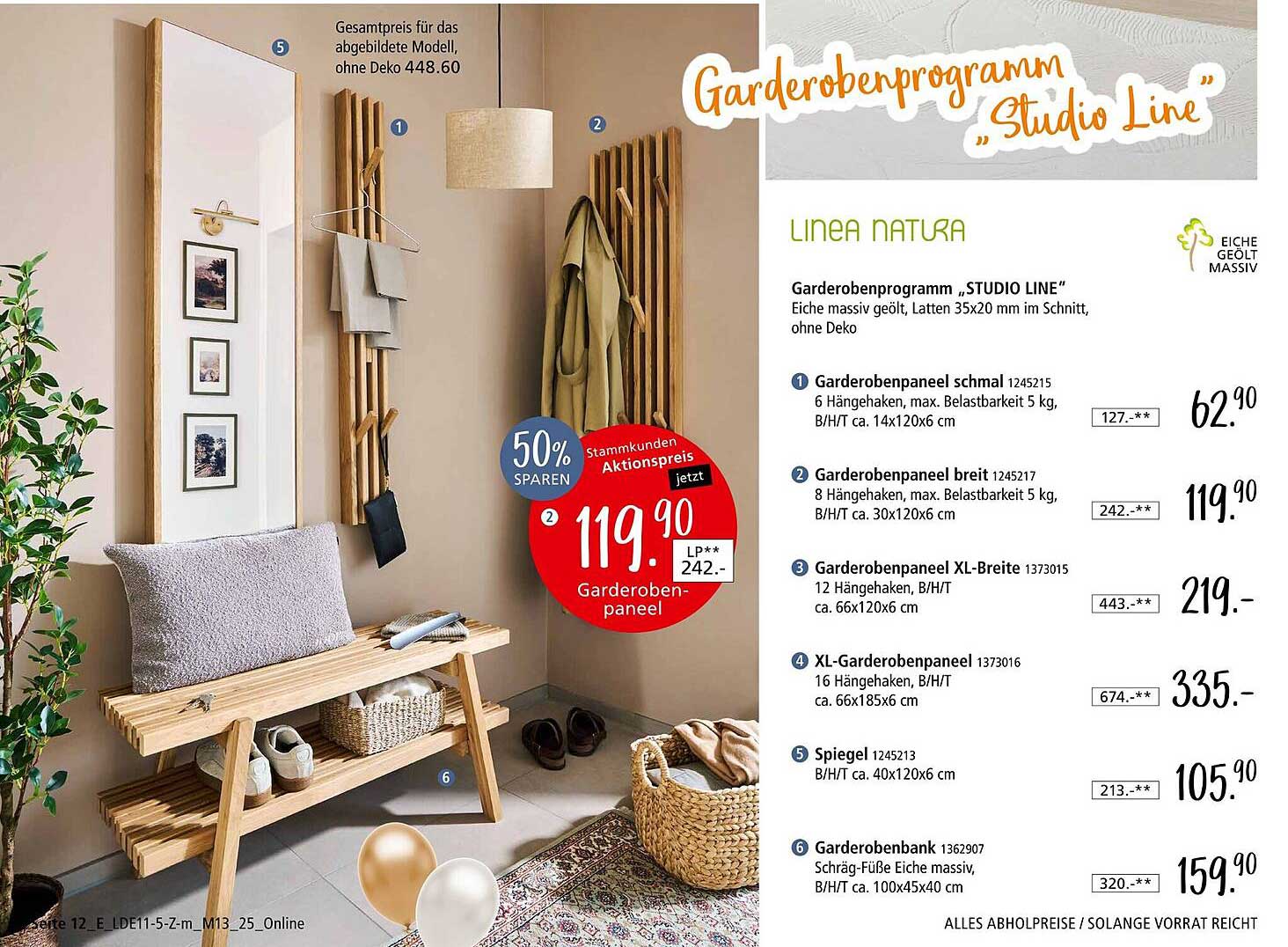 Garderobenpaneel Studio Line - 50% sparen!