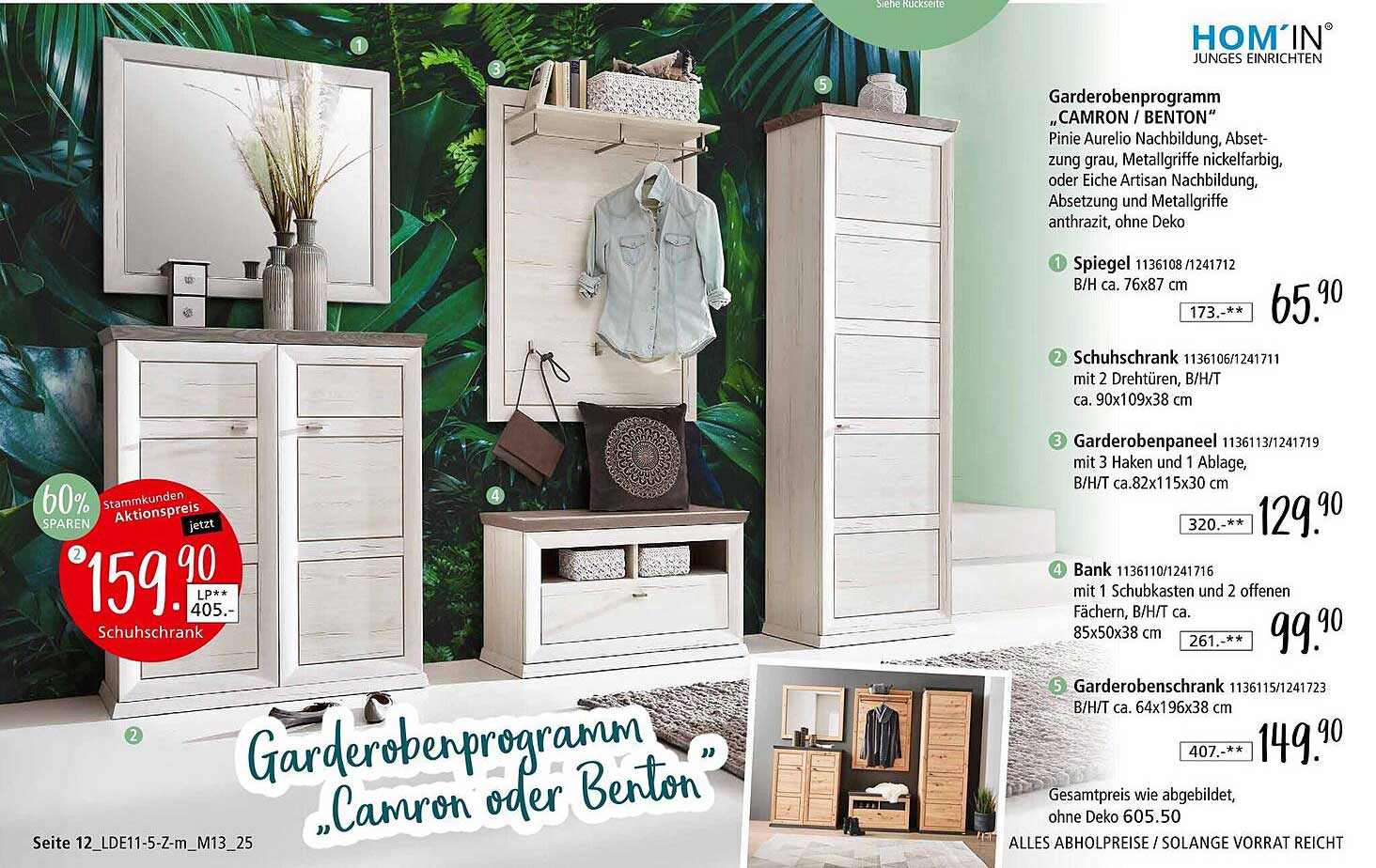 Garderobenprogramm "Camron oder Benton"