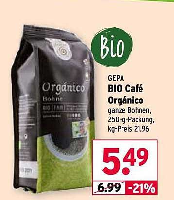 GEPA BIO Café Orgánico ganze Bohnen, 250-g-Packung