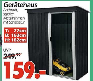 Gerätehaus Anthrazit - Stabiler Metallrahmen mit Schiebetür