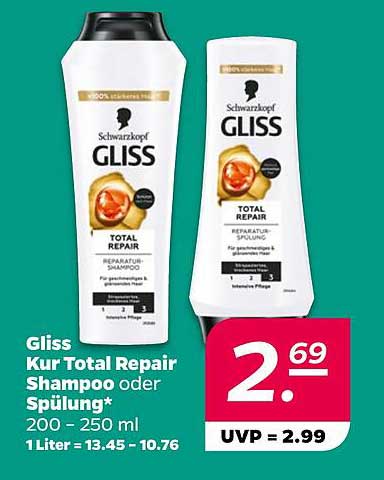 Gliss Kur Total Repair Shampoo oder Spülung 200 - 250 ml