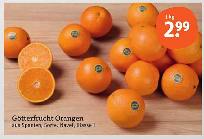 Götterfrucht Orangen aus Spanien, Sorte: Navel, Klasse I