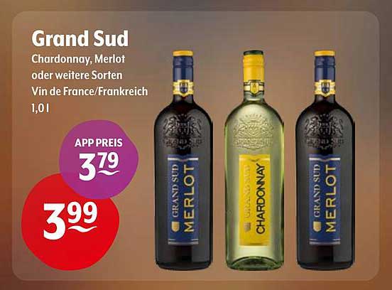 Grand Sud Chardonnay, Merlot oder weitere Sorten Vin de France/Frankreich 1,0 l