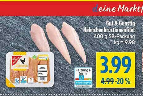 Gut & Günstig Hähnchenbrustfilet 400 g SB-Packung