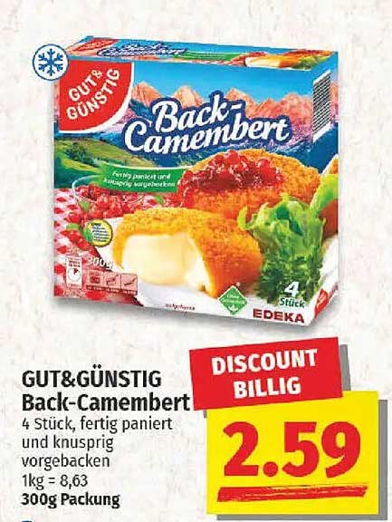 GUT&GENÜSTIG Back-Camembert - 4 Stück, fertig paniert und knusprig vorgebacken