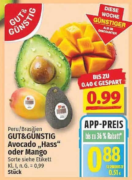 GUT&GÜNSTIG Avocado "Hass" oder Mango