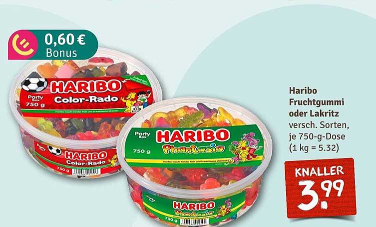 HARIBO Fruchtgummi oder Lakritz 750 g für nur 3,99 €