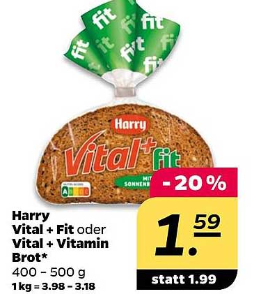 Harry Vital + Fit oder Vital + Vitamin Brot 400 – 500 g