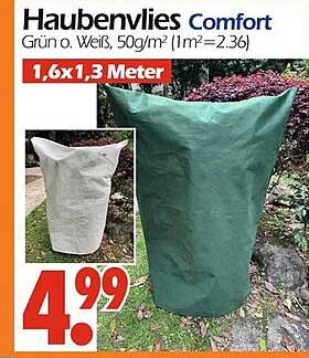 Haubenvlies Comfort Grün o. Weiß, 50g/m² (1m²=2,36)
