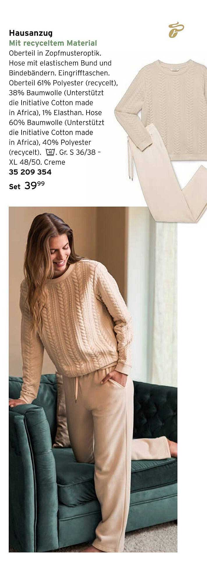 Hausanzug mit recycled Material