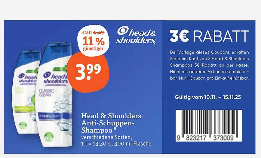 Head & Shoulders Anti-Schuppen-Shampoo - 300 ml Flasche