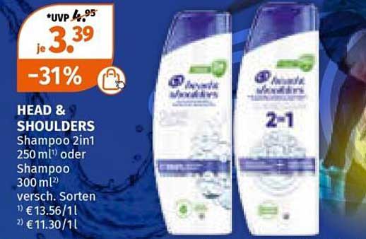 HEAD & SHOULDERS Shampoo 2in1 250 ml oder Shampoo 300 ml - verschiedene Sorten