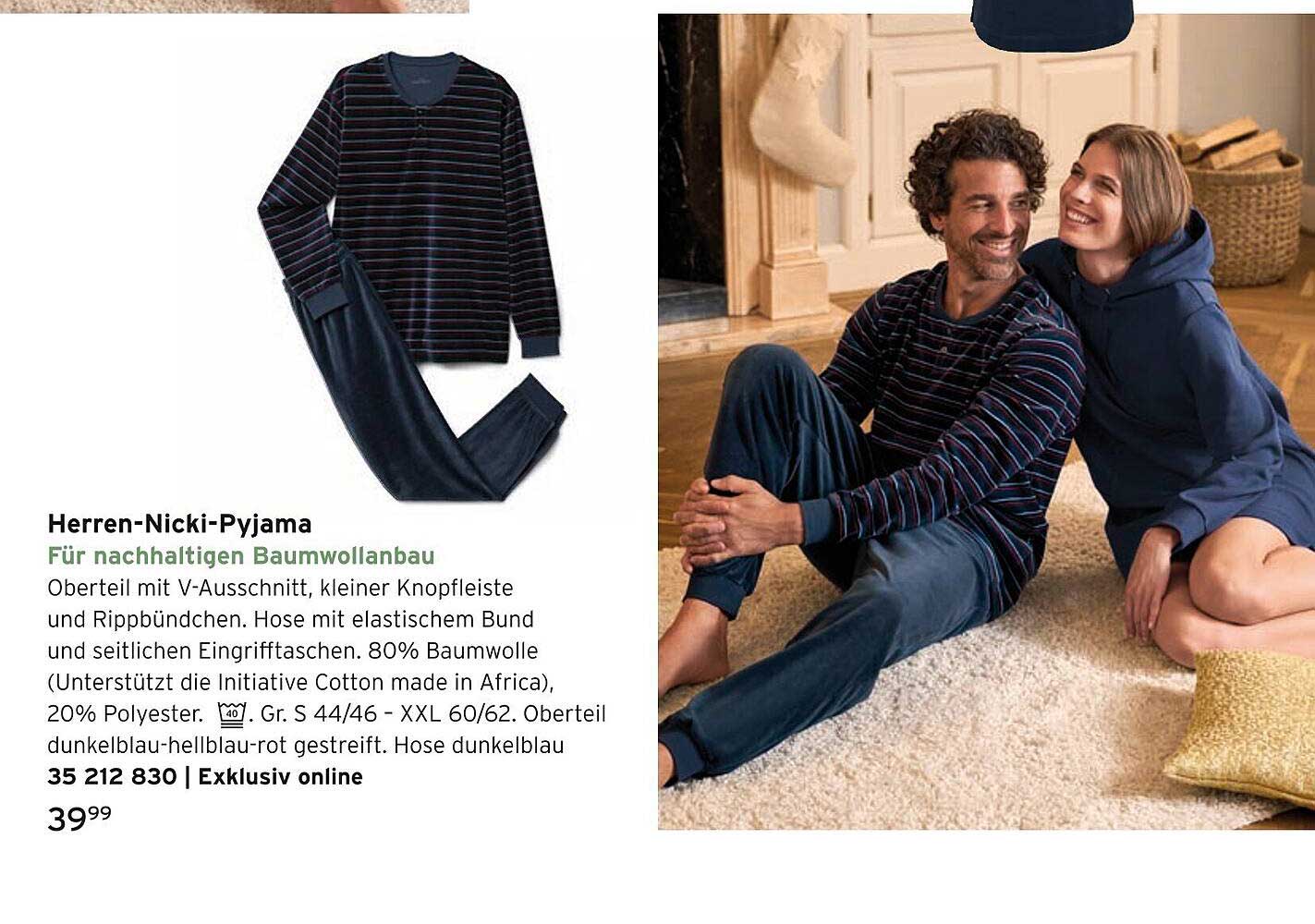 Herren-Nicki-Pyjama für nachhaltigen Baumwollbau