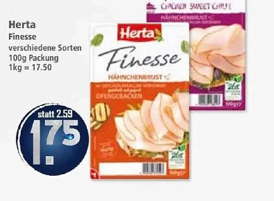 Herta Finesse Hähnchenbrust - verschiedene Sorten 100g Packung