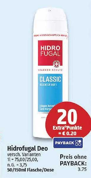 HidroFugal Deo Classic 150 ml – Stark Schutz gegen Schweiß