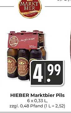 HIEBER Marktbier Pils 6 x 0,33 L