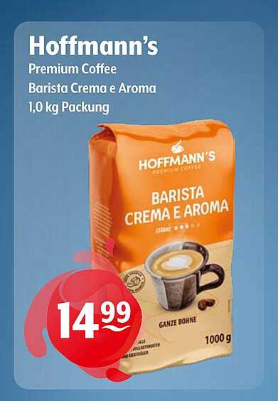 Hoffmann’s Premium Coffee Barista Crema e Aroma 1,0 kg Packung