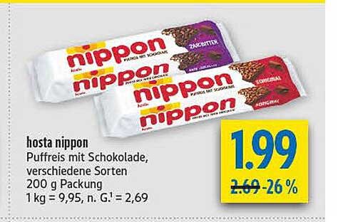 hosta nippon Puffreis mit Schokolade, verschiedene Sorten, 200 g Packung