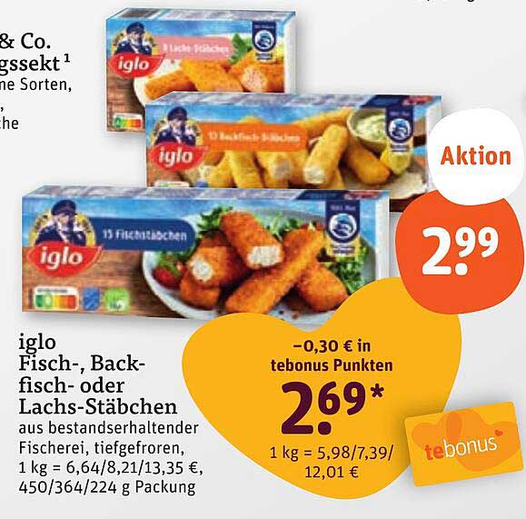 iglo Fisch-, Backfisch- oder Lachs-Stäbchen