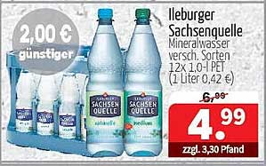 Ileburger Sachsenquelle Mineralwasser 12 x 1,0l PET