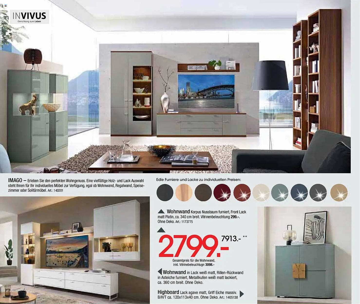 IMAGO Wohnwand mit vielseitigem Holz- und Lackauswahl