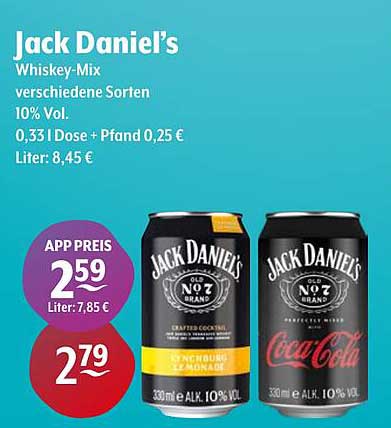 Jack Daniel's Whiskey-Mix - verschiedene Sorten 10% Vol.