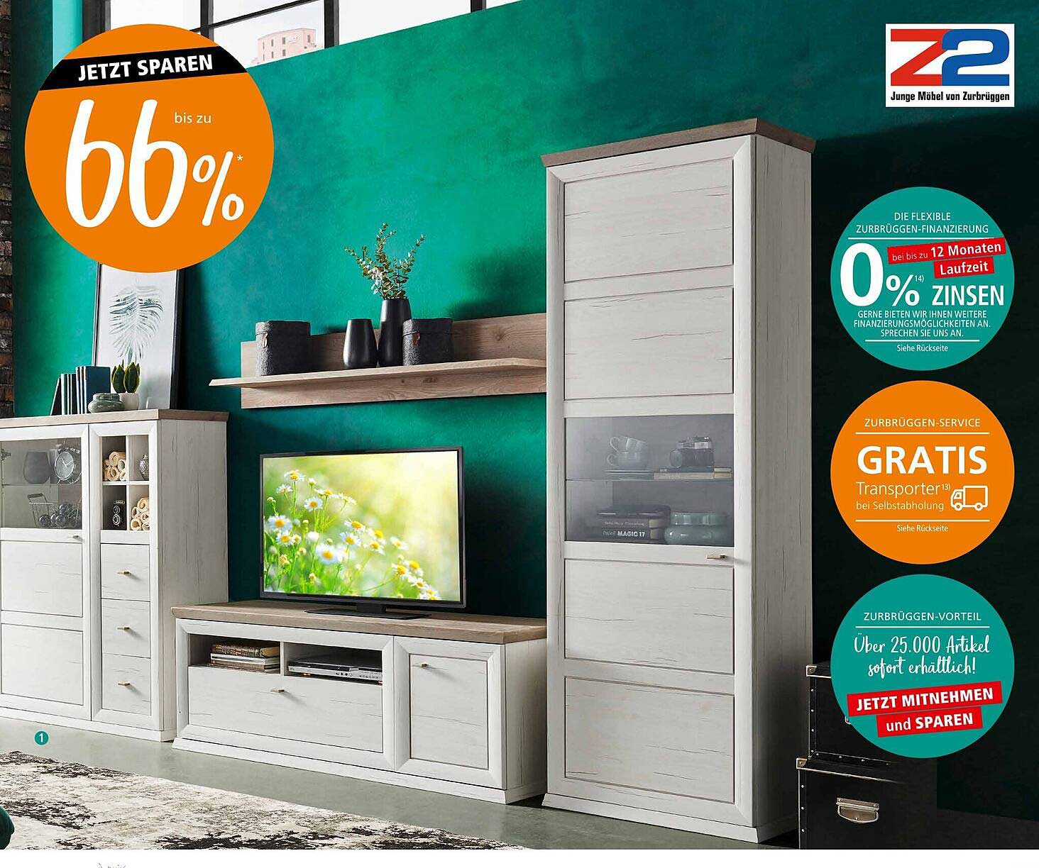 Jetzt sparen - bis zu 66% auf moderne Möbel von Zurbrüggen!