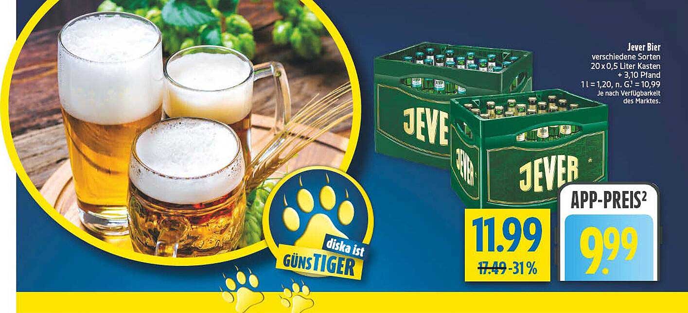 Jever Bier verschiedene Sorten 20 x 0,5 Liter Kasten