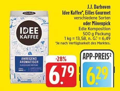 J.J. Darboven Idee Kaffee, Eilles Gourmet verschiedene Sorten oder Mövenpick