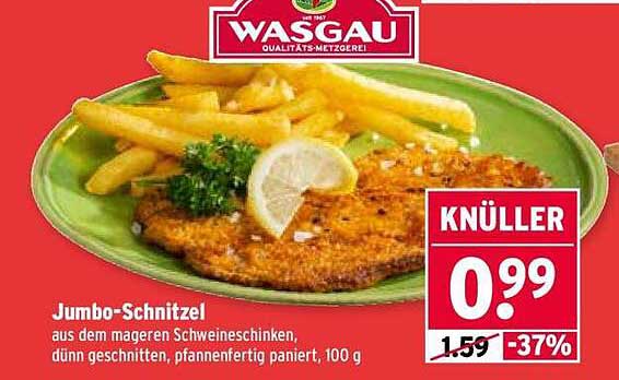 Jumbo-Schnitzel aus dem mageren Schweineschinken, 100 g