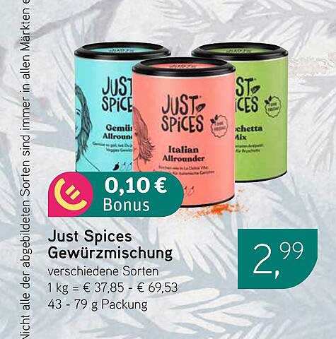 Just Spices Gewürzmischung verschiedene Sorten